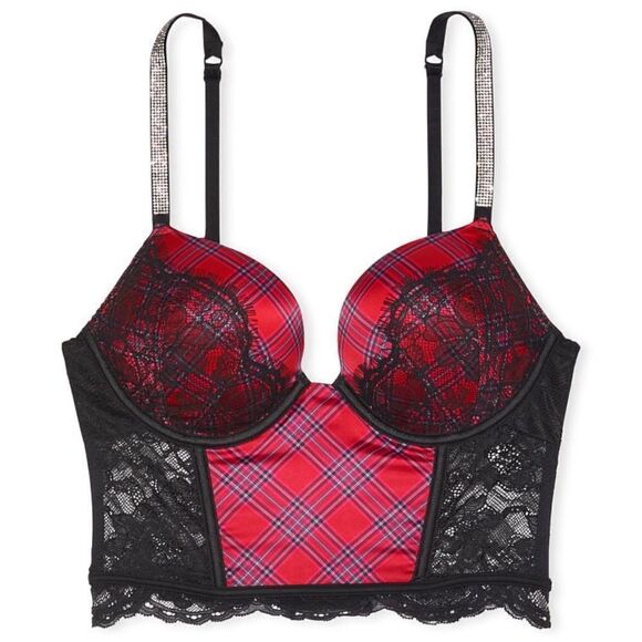 Victorias Secret Bombshell Shine Strap Add-2-Cups Push Up Corset Top and thong - Picture 4 of 13